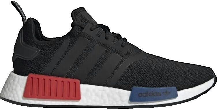 Adidas Originals Nmd_R1 Zwarte Stoffen Sneakers met Rode en Blauwe Inzetstukken Zwart Heren