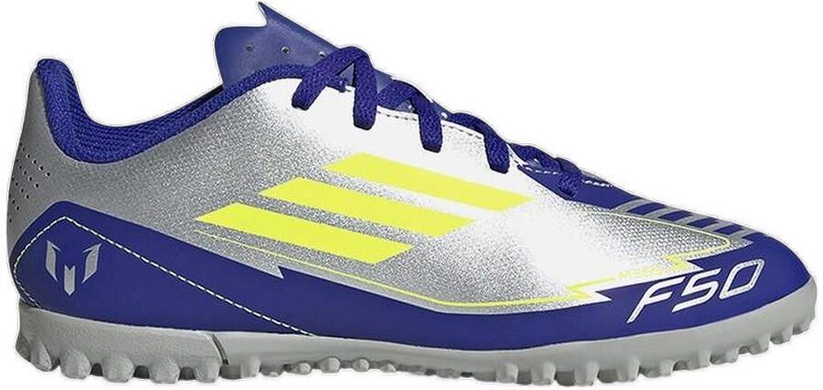 Adidas Perfor ce F50 Club Messi junior voetbalschoenen zilvermetallic kobaltblauw geel - Foto 3