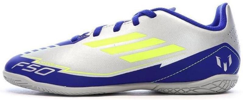 Adidas Performance F50 Club Messi Junior zaalvoetbalschoenen zilver metallic kobaltblauw geel - Foto 3