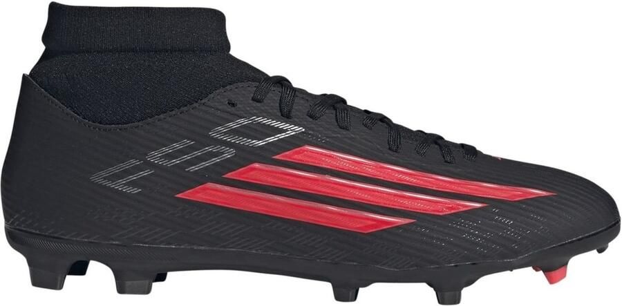 Adidas F50 League Mid Gras Kunstgras Voetbalschoenen (MG) Zwart Rood Donkergrijs