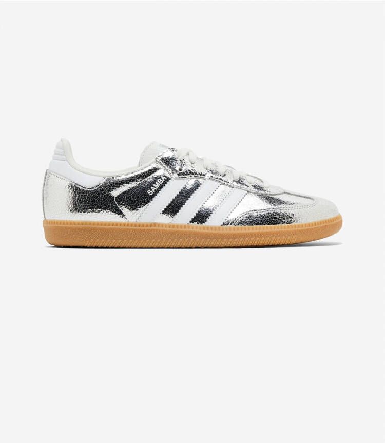 Adidas Lage Sneakers Samba OG Silver Metallic Cracked Leather (Women's)