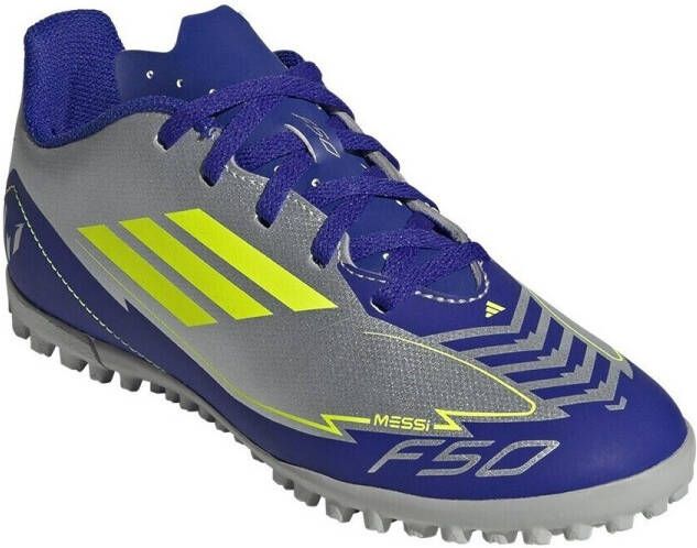 Adidas Perfor ce F50 Club Messi junior voetbalschoenen zilvermetallic kobaltblauw geel - Foto 2