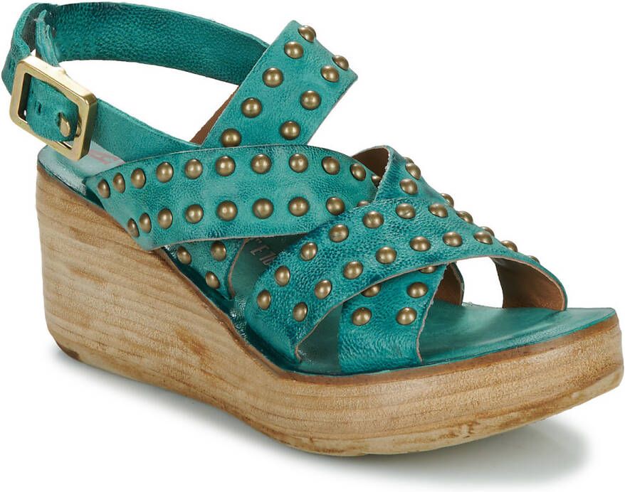 A.S.98 Sleehaksandaaltjes Emerald zomerschoen sandaal sleehak versierd met glanzende nietjes