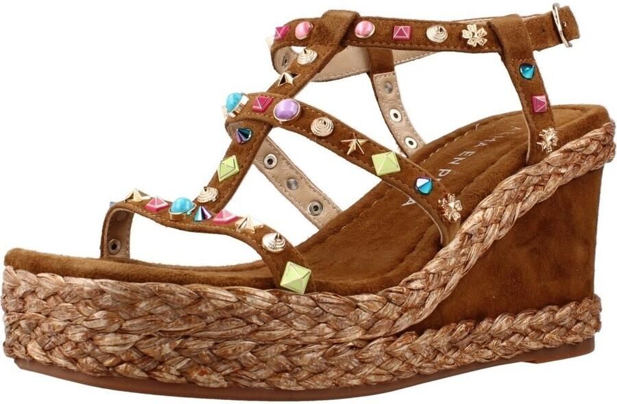 Alma en Pena Sandalen met sleehak Sandalia Platafroma Suede