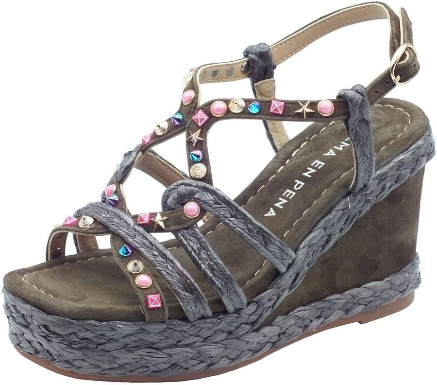 Alma en Pena Sandalen met sleehak V265901 Suede