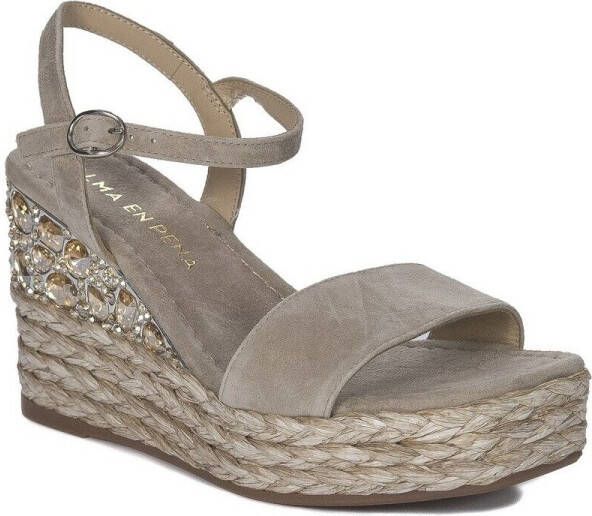 Alma en Pena Rhinestone Wedge Sandal with Braided Detail Beige Dames - Foto 2