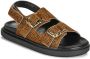 ALOHAS Zachte Tan Leren Sandalen Brown Dames - Thumbnail 2