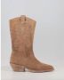 Alpe Kameel Suède Cowgirl Laars met 4cm Rubberen Zool Brown Dames - Thumbnail 3