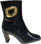 Angel Alarcon Leren enkellaarsjes met gouden accessoire Black Dames - Thumbnail 2