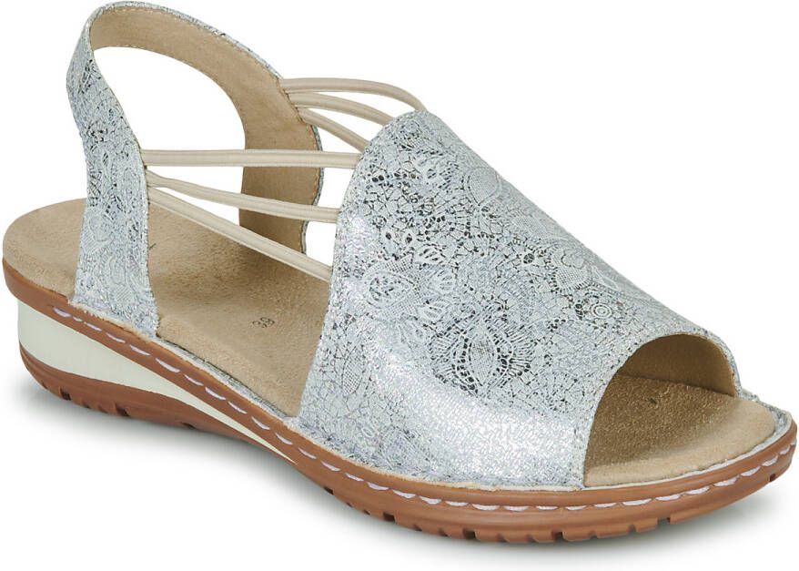 Ara Sandalen Hawaï met metallic bloemetjes-coating g-wijdte