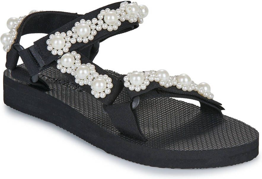 Arizona Love Recycled Fabric Trekky Sandals with Pearls Zwart Dames