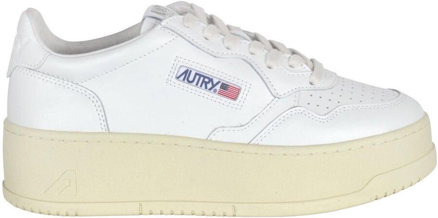 Autry Lage Sneakers Baskets Medalist Platform cuir de vache blanc non traité