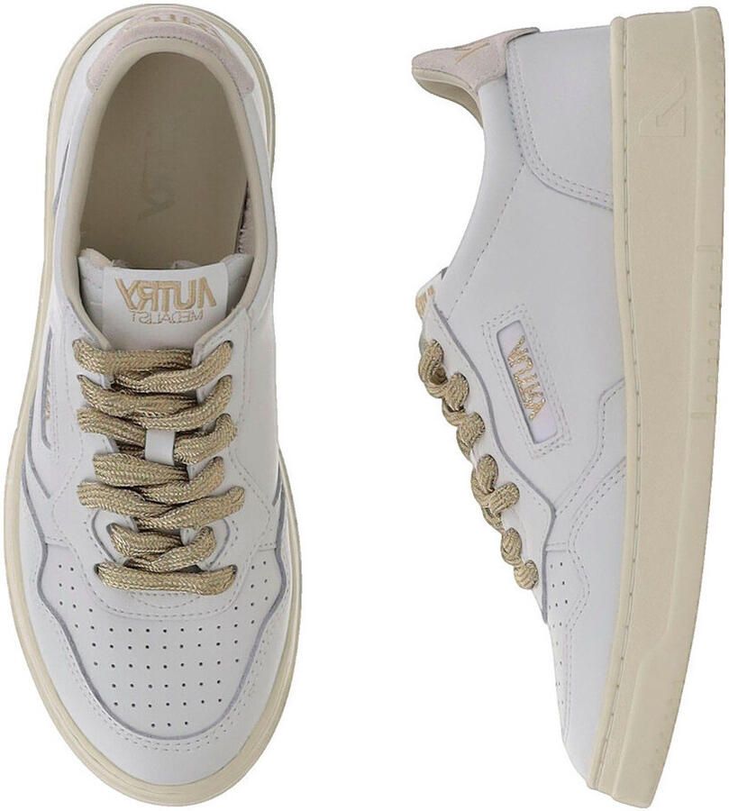 Autry Leather Upper Lace-Up Style Round Toe Flat Sneakers Wo White - Foto 6
