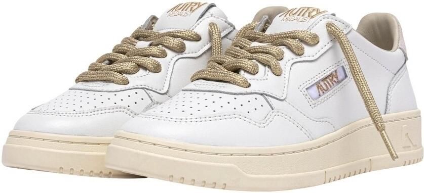 Autry Leather Upper Lace-Up Style Round Toe Flat Sneakers Wo White - Foto 4