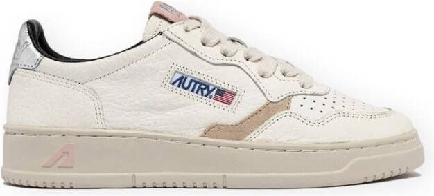 Autry Lage Sneakers Medalist Low Leather W White Silver Pink
