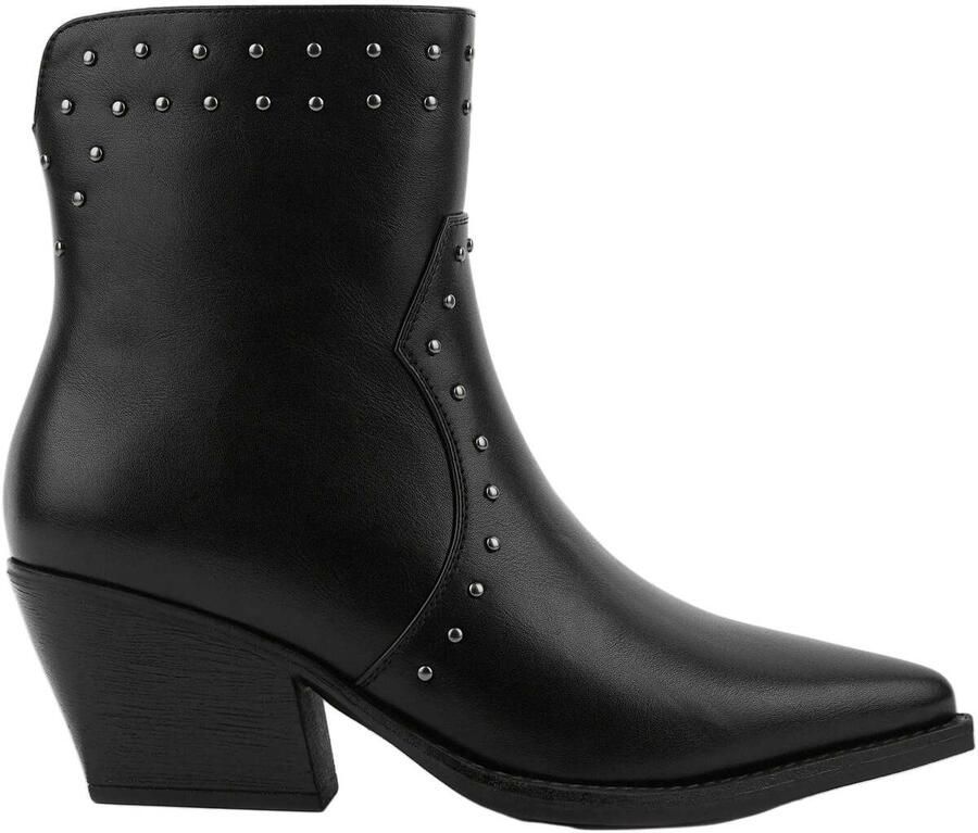 Bb Up Enkellaarzen BOTÍN COWBOY NEGRO DE MUJER CON TACÓN Y TACHAS 2640 PU NEGRO