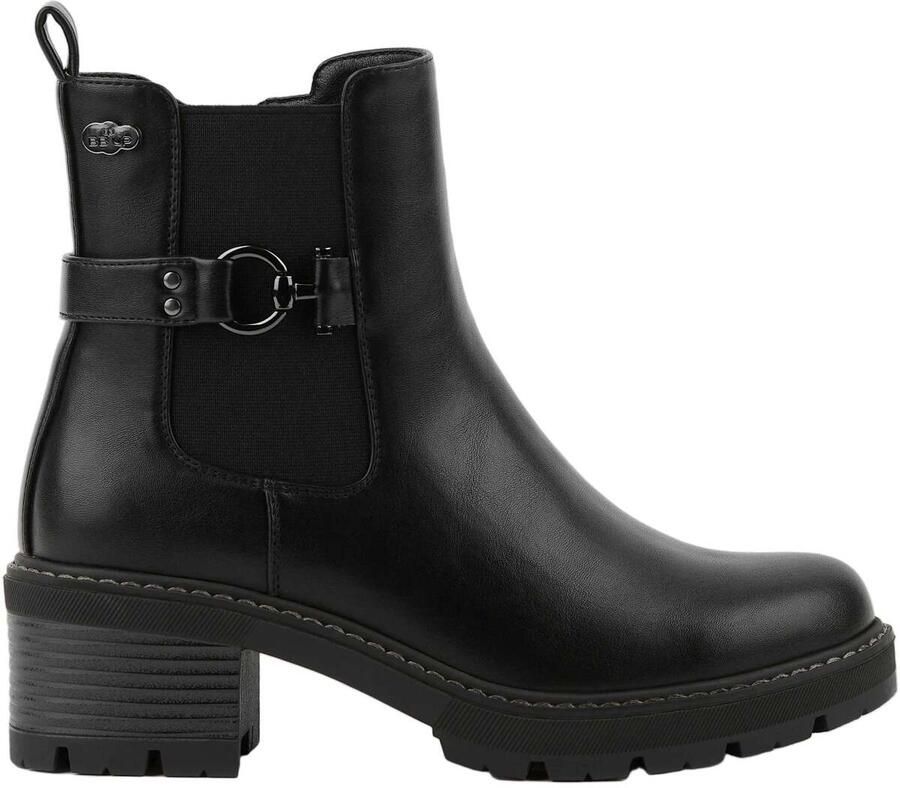 Bb Up Enkellaarzen BOTINES DE MUJER CON TACÓN Y HEBILLA 2623 PU NEGRO
