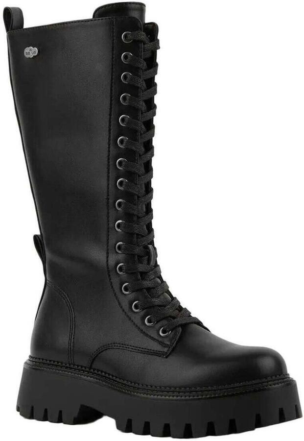 Bb Up Laarzen BOTA ALTA MILITAR NEGRA DE MUJER CON CORDONES 2610 PU NEGRO