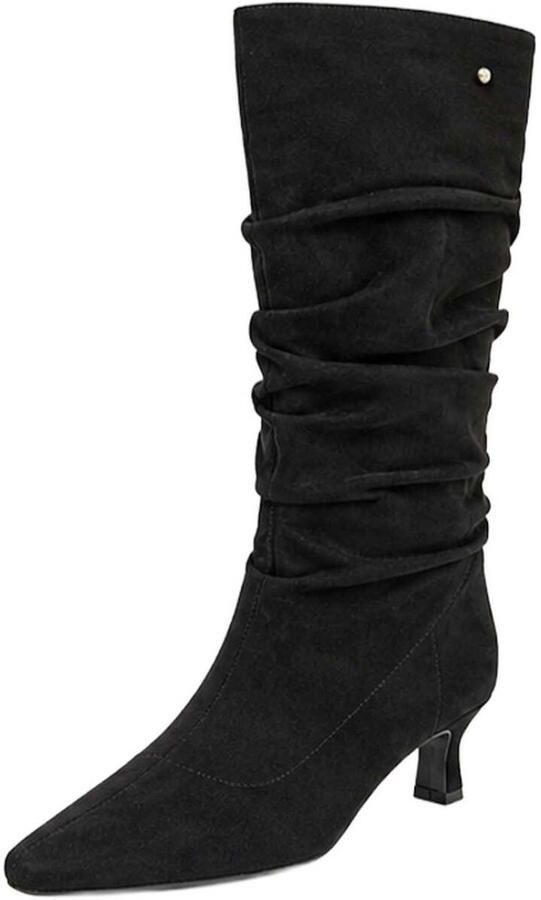 Bb Up Laarzen BOTA NEGRA DE MUJER CON TACÓN Y CAÑA FRUNCIDA 2745 ANTE Negro