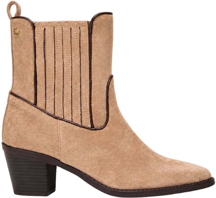 Bb Up Laarzen BOTÍN BEIGE DE MUJER CON ELÁSTICO Y TACÓN 2760 ANTE Beige