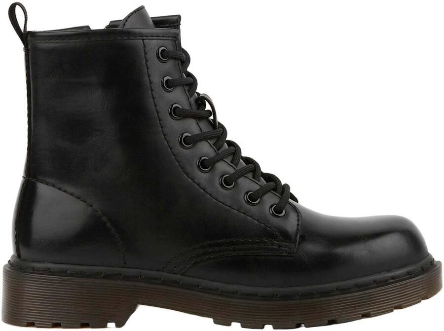 Bb Up Laarzen BOTÍN MILITAR DE MUJER CON CORDONES 2467 PU NEGRO