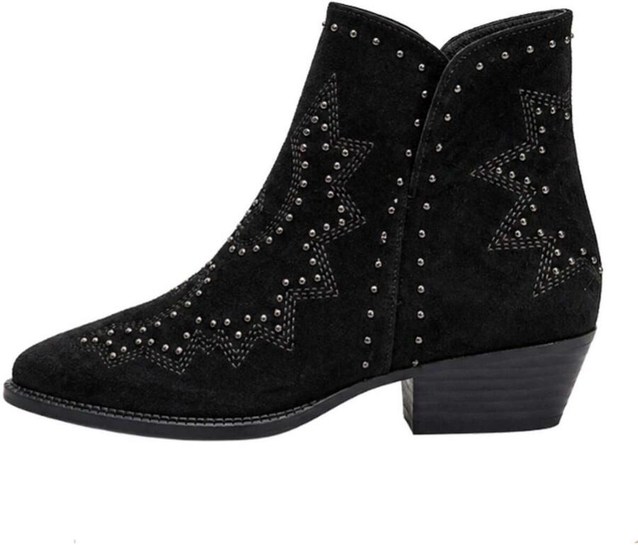 Bb Up Laarzen BOTÍN NEGRO DE MUJER CON TACHAS Y TACÓN 2763 ANTE Negro