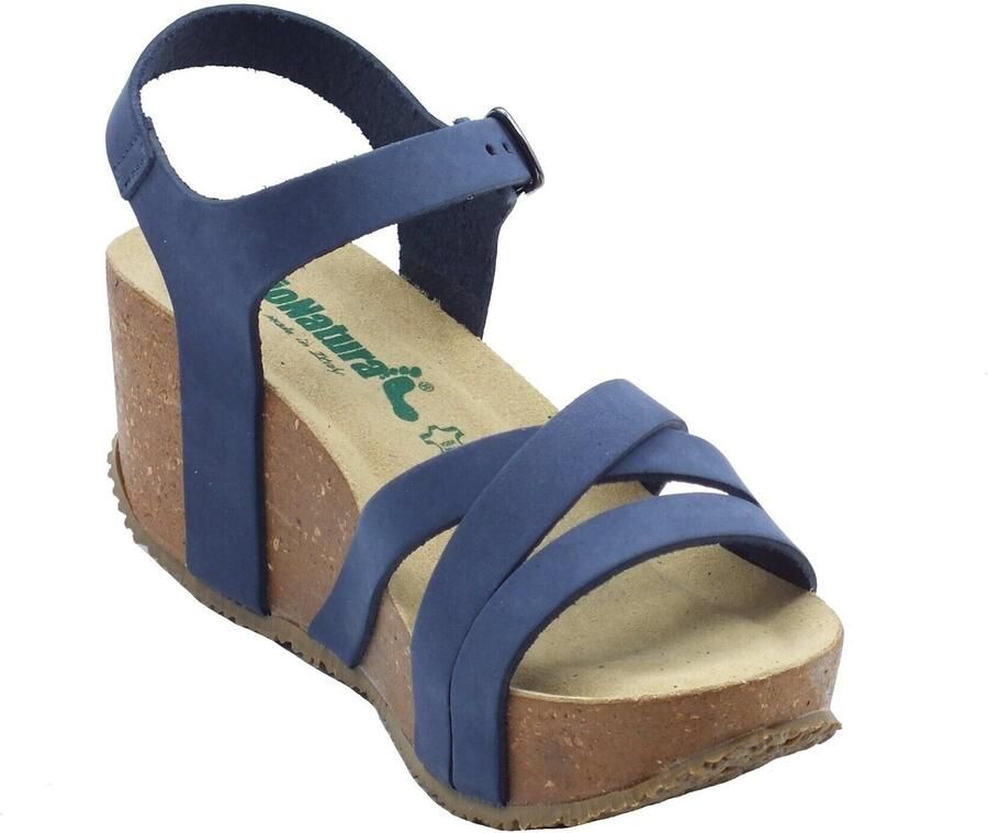 Bionatura Sandalen met sleehak 24CAPRI Imb Nabuk Blu