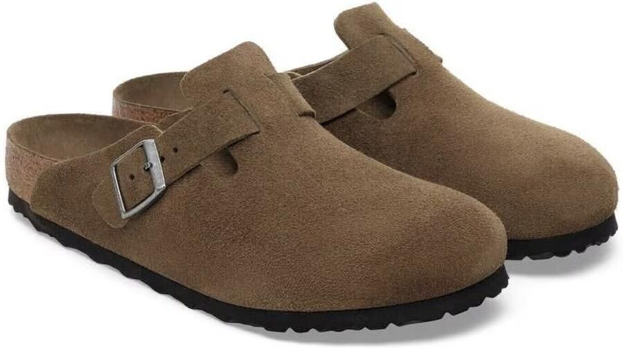Birkenstock Platte sandalen Boston Suede Leather Narrow Dark Tea Tonal - Foto 11