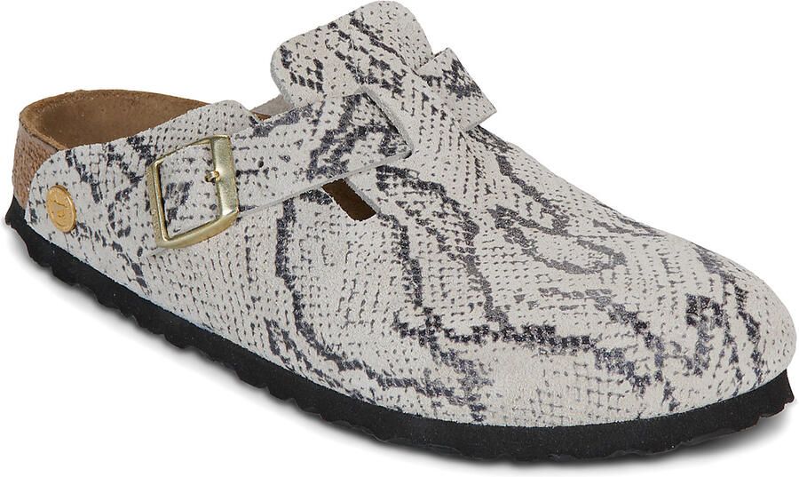 Birkenstock Klompen Boston Rivet Logo Suede Narrow Snake Oyster - Foto 5