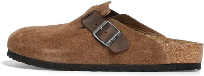 Birkenstock Klompen Boston Mixed Leather Narrow Dark Tea