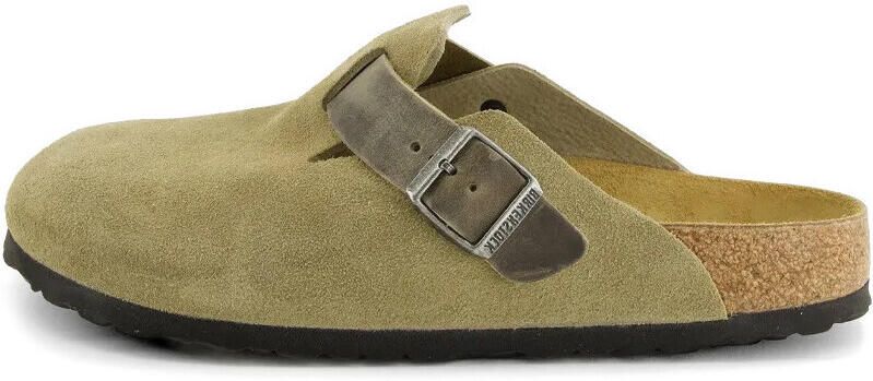 Birkenstock Klompen Boston Mixed Leather Narrow Khaki