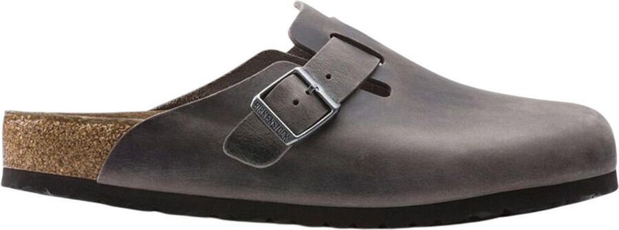 Birkenstock Klompen Boston Soft Footbed Oiled Leather Iron Grey