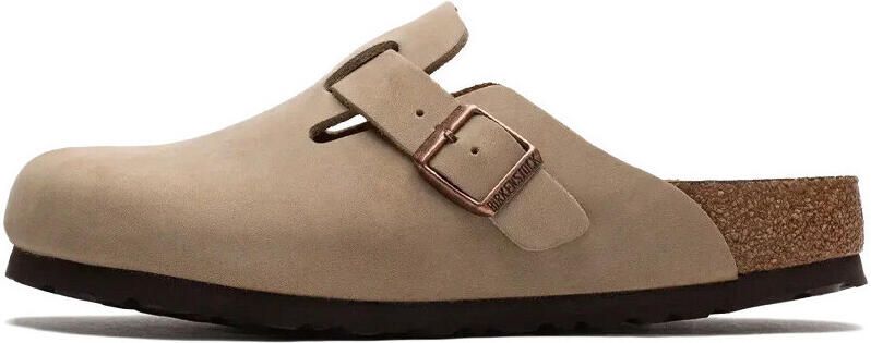 Birkenstock Klompen Boston Soft Footbed Suede Leather Narrow Brown