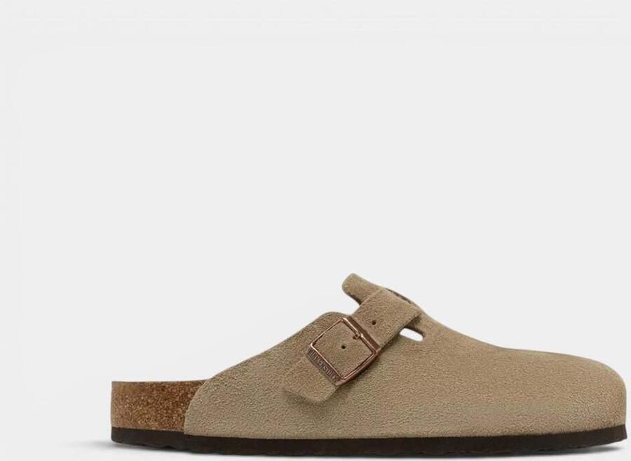 Birkenstock Klompen Boston Soft Footbed Suede Taupe