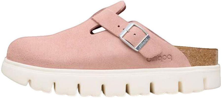 Birkenstock Klompen Chaussures Boston Chunky en cuir suédé rose