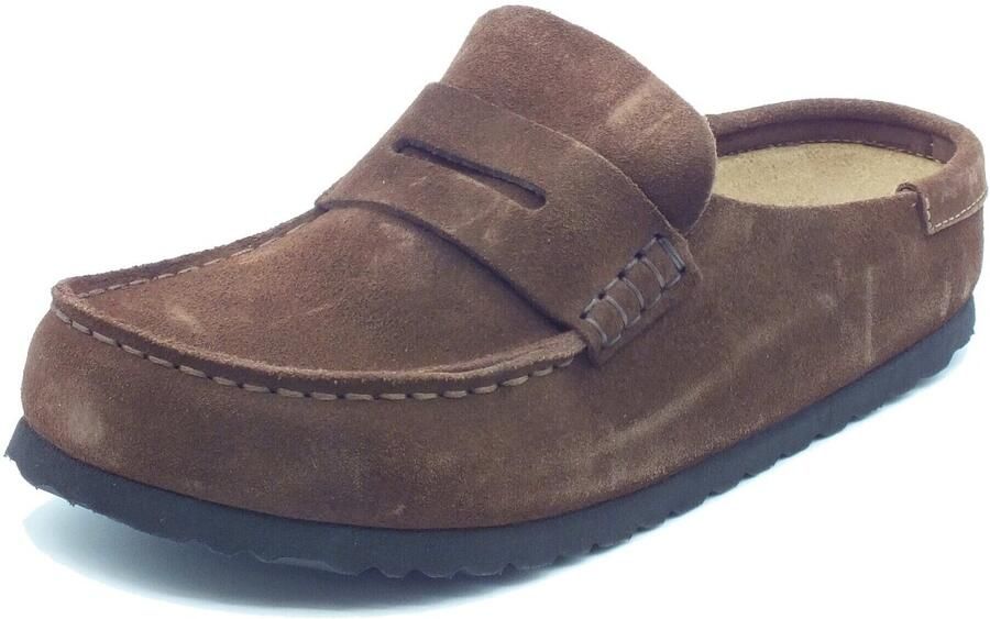 Birkenstock Slippers van leer met geprofileerde zool model 'Naples Wrapped' - Foto 10