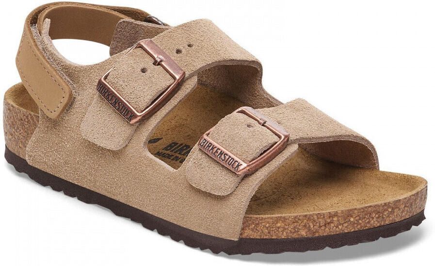 Birkenstock Kid's Milano AS Suede Leather Sandalen Narrow bruin beige - Foto 3