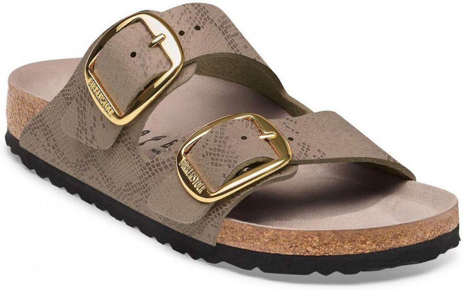 Birkenstock Arizona Big Buckle Python leren slippers met dierenprint taupe - Foto 7