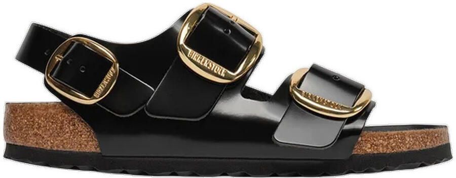BIRKENSTOCK Slippers Dames Milano Big Buckle Dames Leer Zwart - Foto 2