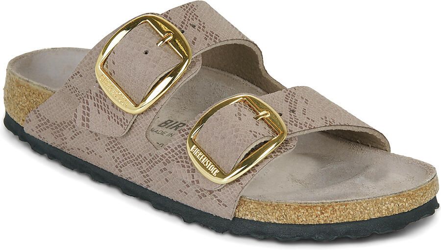 Birkenstock Arizona Big Buckle Python leren slippers met dierenprint taupe - Foto 9