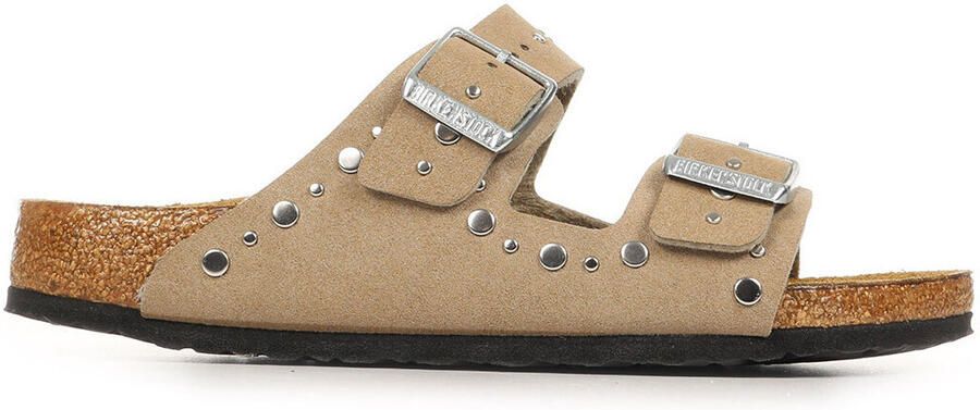 Birkenstock Kid's Arizona Rivet Border Synthetik Sandalen Narrow beige
