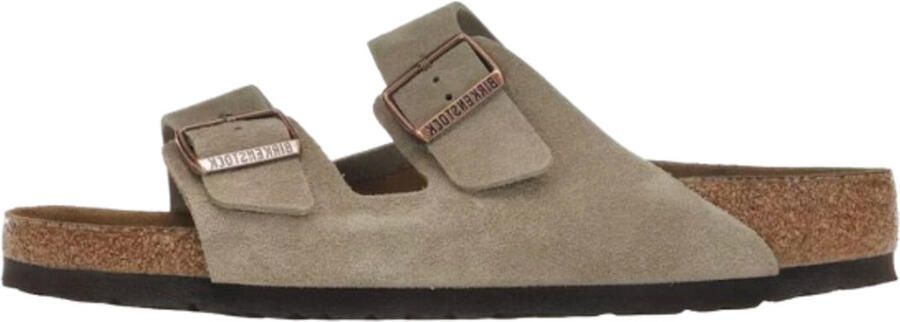 Birkenstock Slippers Arizona Soft Assise plantaire Suede Taupe