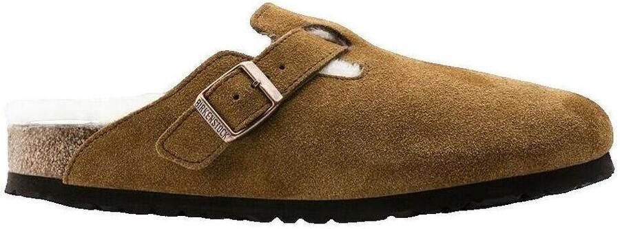 Birkenstock Boston Suede Shearling Sandalen Regular bruin - Foto 2