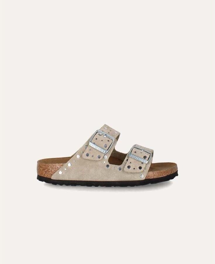 BIRKENSTOCK Teenslippers Dames Arizona Rivet Border Maat: 36 Materiaal: Suède Kleur: Beige - Foto 11