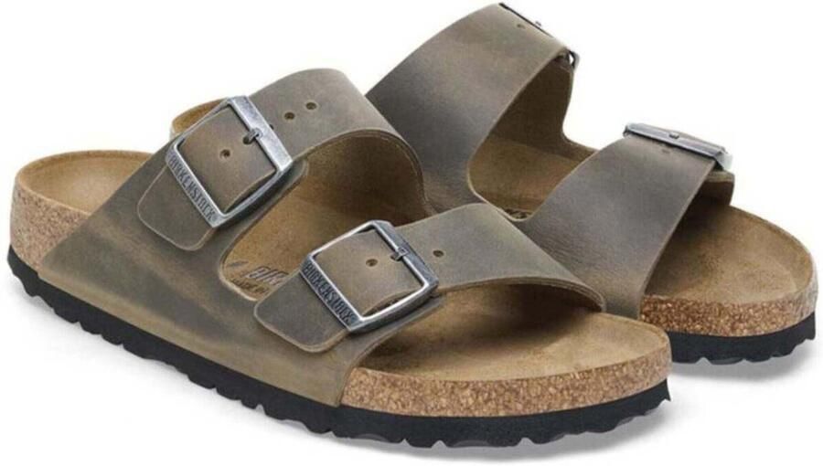 Birkenstock Slipper Arizona 1019313 Khaki Groen Vet Leer Normaal Zacht Voetbed - Foto 11