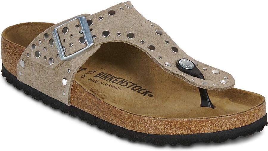 BIRKENSTOCK Teenslippers Dames Gizeh Rivet Border Suède Beige - Foto 3