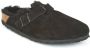 Birkenstock Boston Black narrow Shearling Veloursleder Suede Dames Pantoffels Zwart - Thumbnail 5