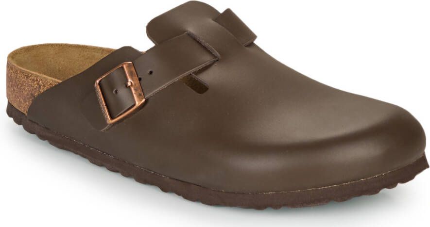 Birkenstock Boston Leather Comfort Slippers Bruin Smal