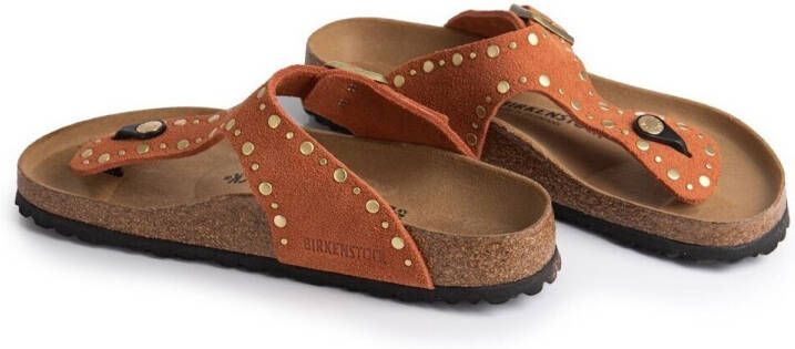 BIRKENSTOCK Teenslippers Dames Gizeh Rivet Border Maat: 37 Materiaal: Suède Kleur: Oranje - Foto 5
