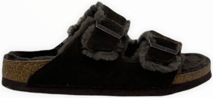 Birkenstock Sandalen Arizona Shearling Lined Suede Two-Strap Sandals in bruin - Foto 13